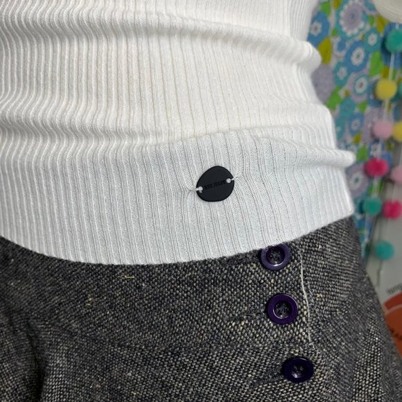 BSB Jeans White Ribbed Scoop Neck 3/4 Length Sleeve Top Size:S - Picture 7 of 11